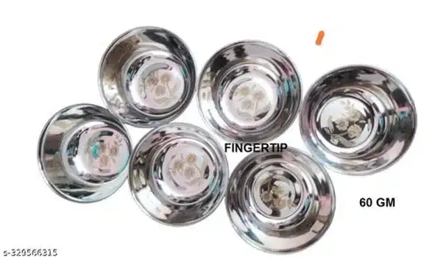Stainless Steel Bowls, Silver, Pack of 6