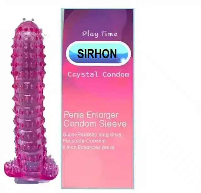 Silicone Reusable Extra Dotted Condom, Pink