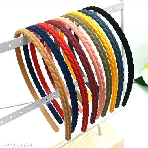 Myra Collection Hair Bands for Women, Pack of 12 (Yellow)
