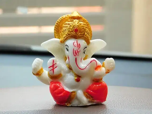 Lord Ganesh Idol for Car Dashboard, Multicolor, 8 cm