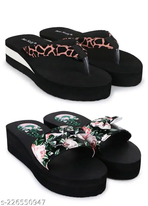 EVA Flip-flops for Women (Black, 7) Pack of 2