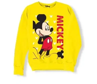 Round Neck Printed Sweatshirt for Girls (Yellow, 0-3 Months)