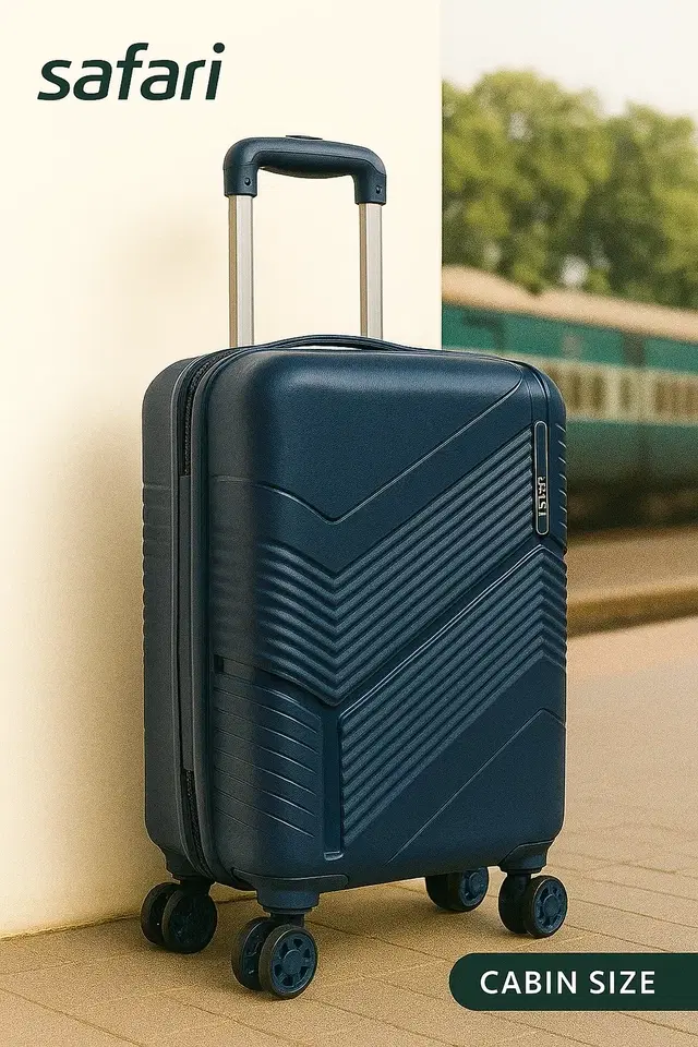 Safari Carter Pro Cabin Size Trolley Bag  Hard Shell Spinner Strolley, 55 cm, 8 Wheels (Blue, Pack of 1)