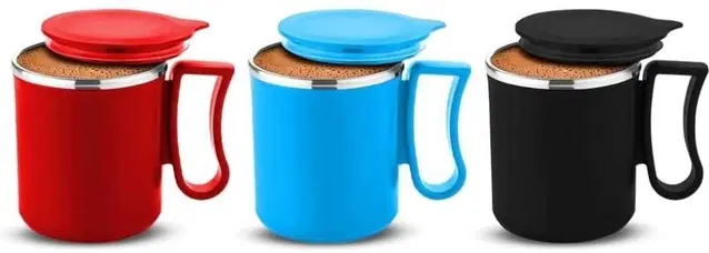 Stainless Steel Coffe Mug, Multicolour, Pack of 3 (300 ML)