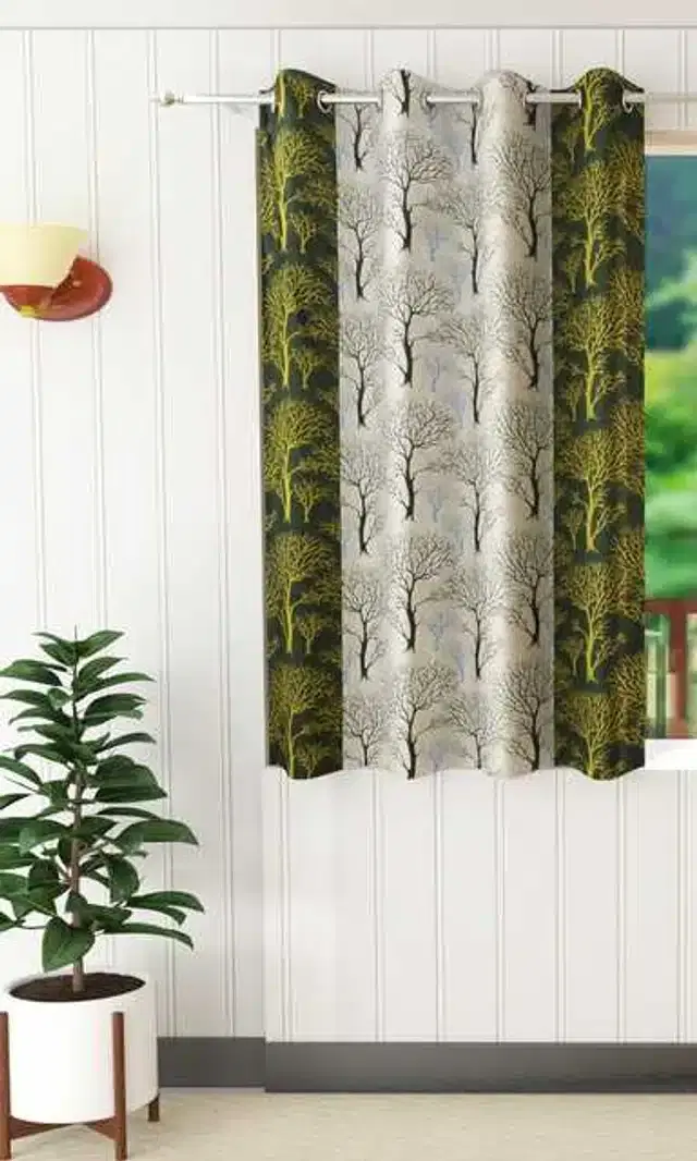 Window Curtain, Green, 4X5 Feet