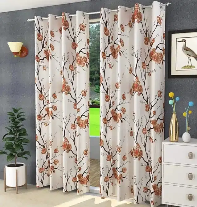 Window Curtains, Pack of 2, Brown, 4x5 feet