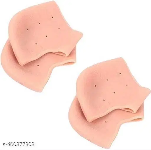 Silicone Orthopedic Gel Heel Pad Socks for Pain Relief, Beige, Set of 2