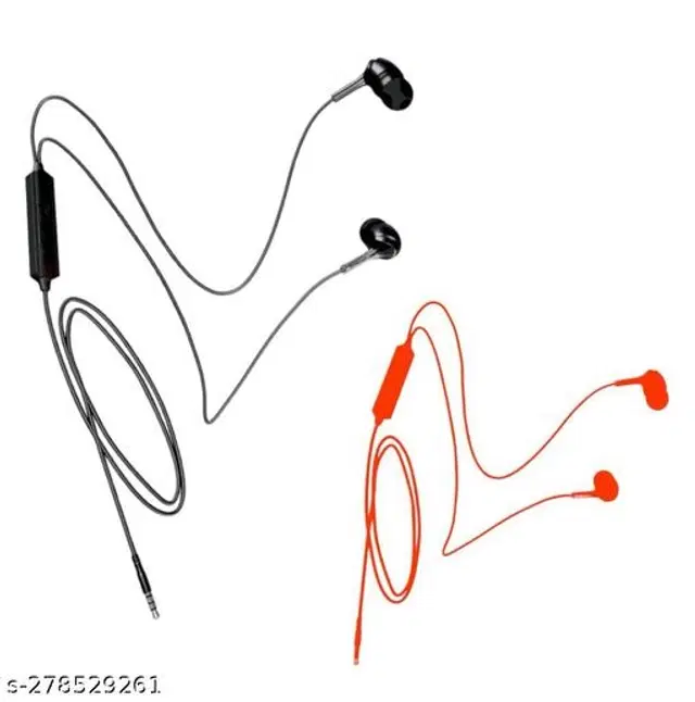 Premium 3.5 mm Jack Wired Earphones, Multicolor, Pack of 2