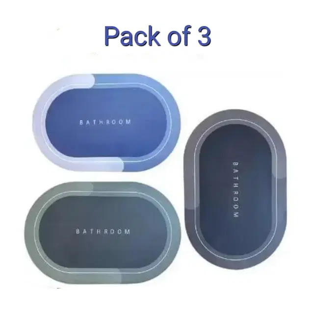 Rubber Anti Skid Bathroom Mat, Multicolor, 40x60 cm, Pack of 3