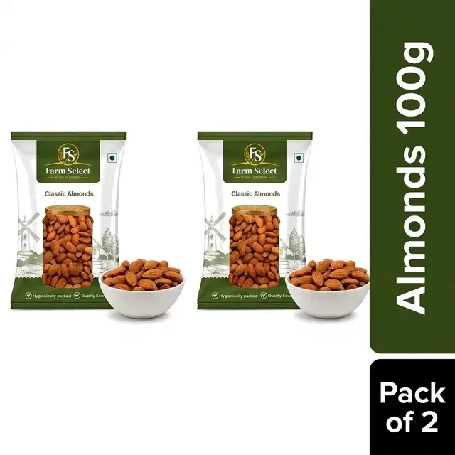 Farm Select Classic Almonds 100 g - Pack of 2