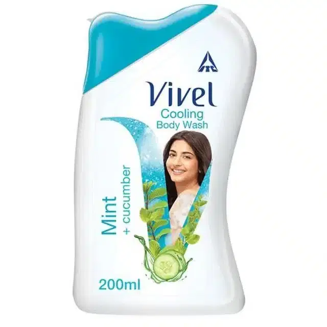 Vivel Body Wash - Mint & Cucumber, Cooling, Moisturising, For Soft, Smooth Skin, 200 ml