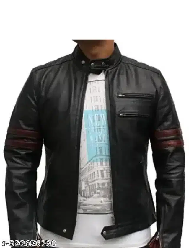 Synthetic Jacket for Men (Black, L)