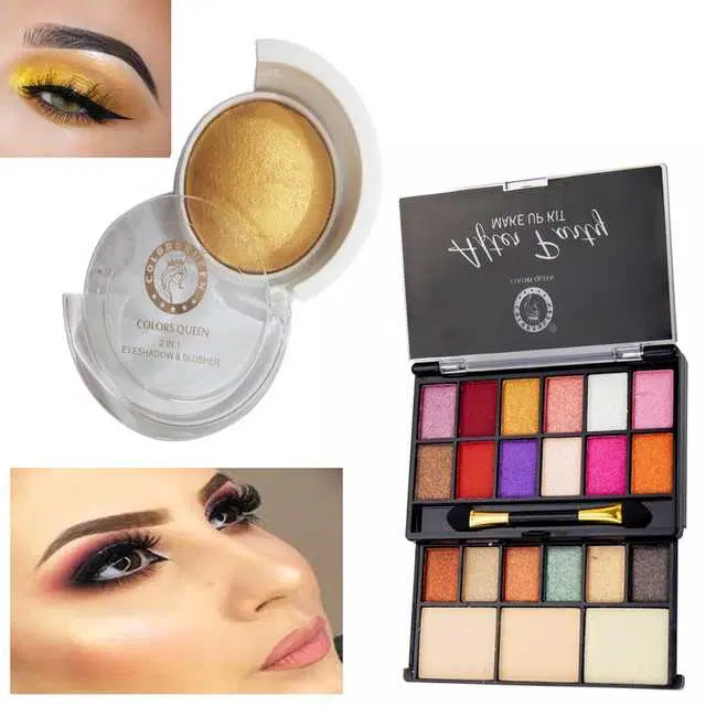 Combo of 1 Colors Queen After Party Make Up Kit & 1 Colos Queen 2 In 1 Golden Eye Shadow And Blusher, R904