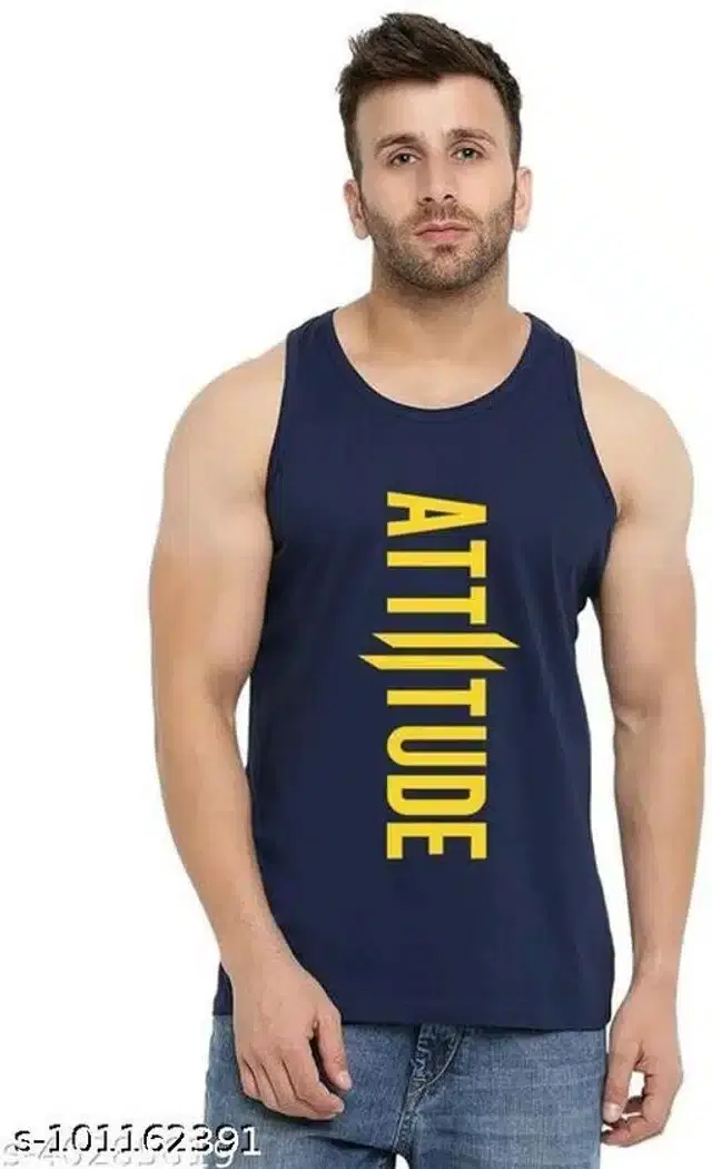 Mens Printed Gym Vest (Blue, M) (S-50)