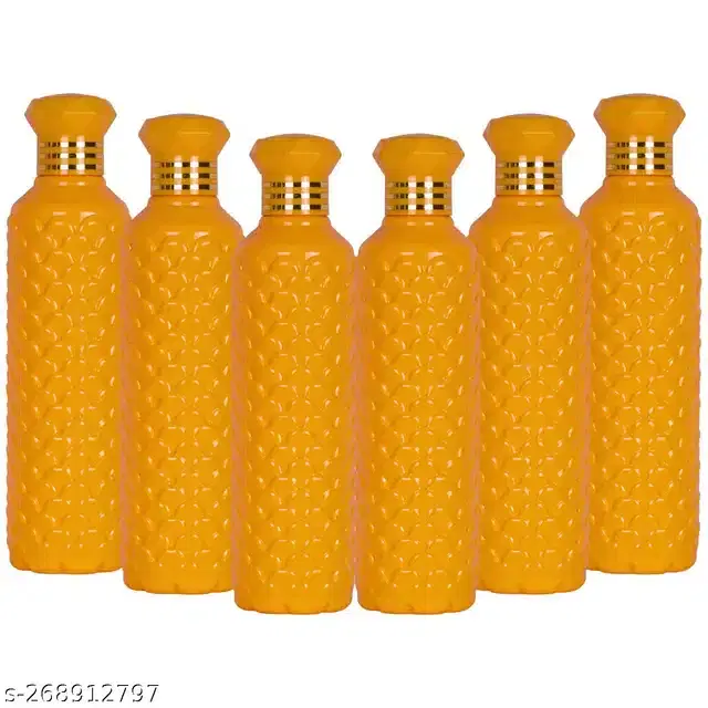 Plastic Water Bottles Set, Pack of 6, Yellow, 1000 ml