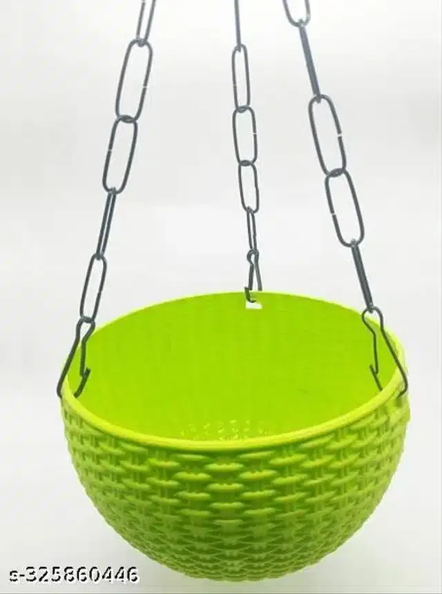 Hanging Flower Pots with Metal Chain, Green