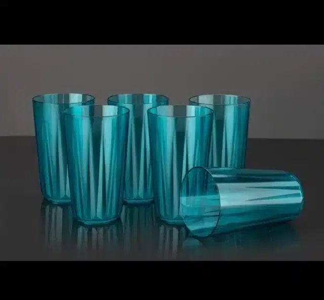 Plastic Unbreakable Water & Juice Glass Set, Blue, Pack of 6