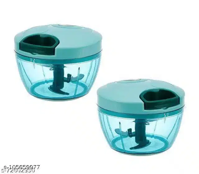 , 2 Pcs Plastic Manual Chopper with Spatula and Oil Brush, Multicolor, Set of 3