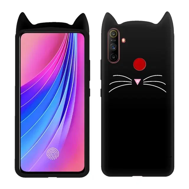 Rubber Mobile Back Cover for Realme C3 (Black)