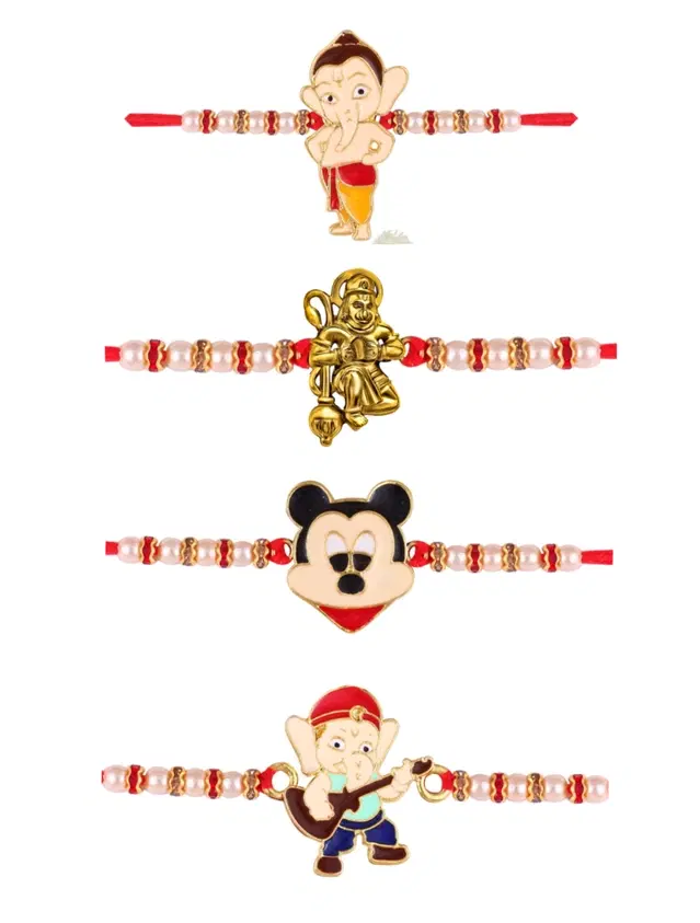 Designer Cartoon Characters Rakhi for Kids, Multicolor, Pack of 4