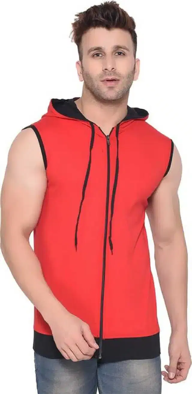 Sleeveless Sweatshirt for Men (Red, M)