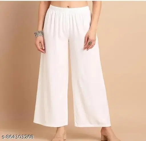 Palazzo Trousers for Women (White, XS)