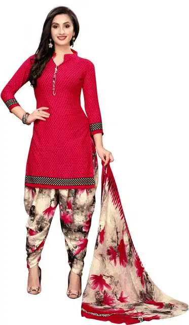 Yashika Unstitched Crepe Salwar Suit Material (Red) (Y-221)