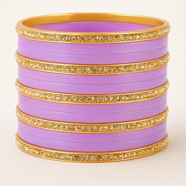 Plastic Traditional Stoned Chudha for Women, Multicolor (2.6)