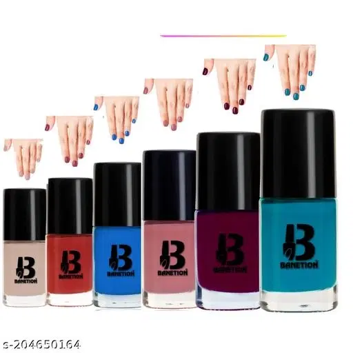 Banetion Matte Nail Polish, Multicolor, Pack of 6