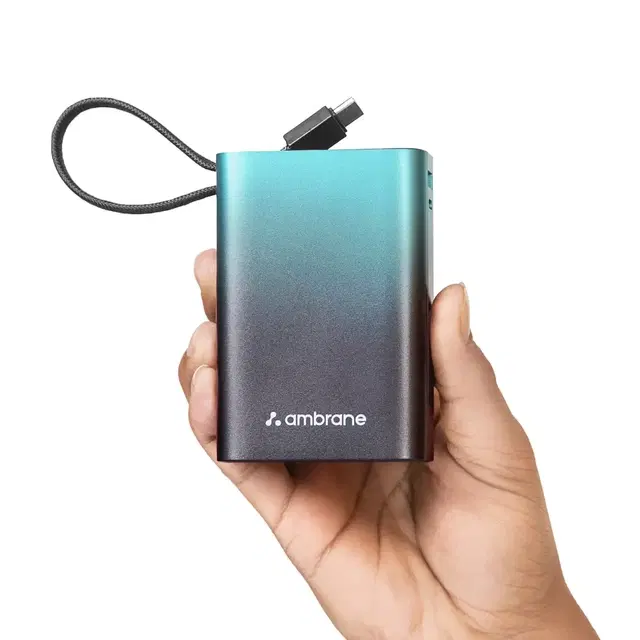 Ambrane 20000mAh Small Pocket Size Powerbank, Hanging InBuilt Type C Cable, 22.5w Fast Charging, Type C Pd & Usb Output For iPhone, Android Mobiles & Other Devices (MiniCharge 20, Black-Blue)
