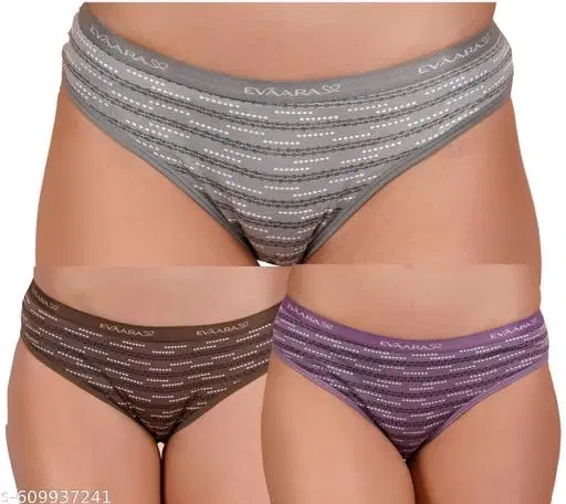 Pack of 3 Premium Cotton Hipster Briefs for Women (Grey, S)