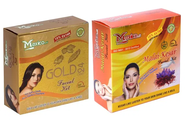 Maxico Herbs Gold with Malai Kesar Facial Kits, Pack of 2