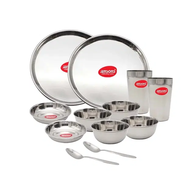 JENSONS 12 Pieces steel dinner set, Sliver