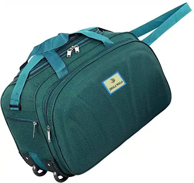 Nylon Traveling Luggage Bag with Wheels, Aqua,65 L