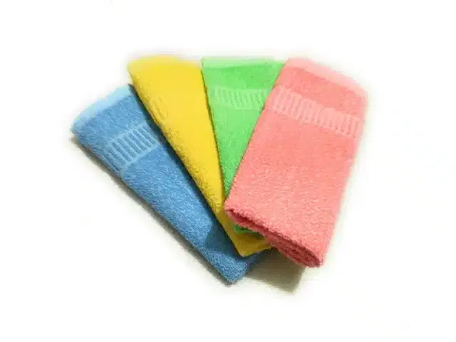 Cotton High Absorbent Antibacterial Hand Towels, Pack of 4, Multicolor, 14x21 inches