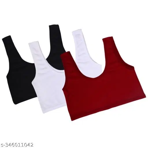 Nylon Bra for Women, Multicolour, Pack of 3 (28B)