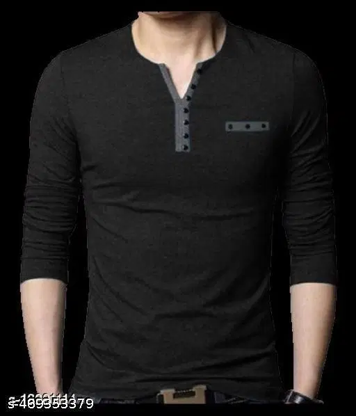 Cotton Blend Printed T-shirt For Men, Black (M)