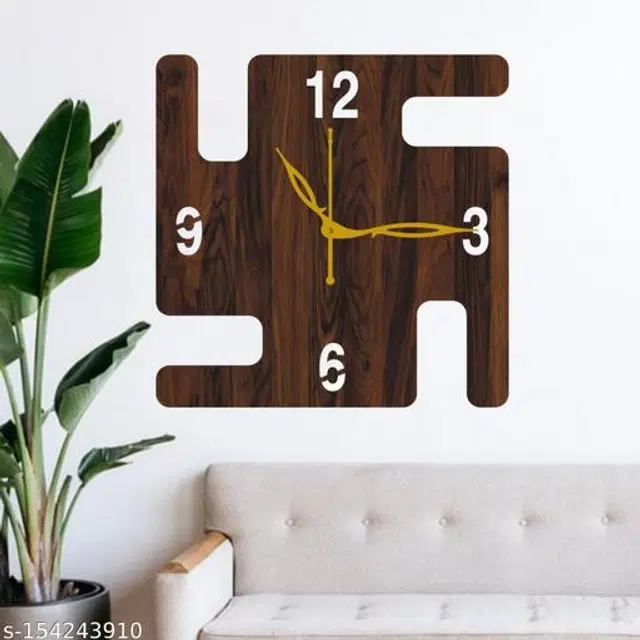 Wooden Wall Clock for Home, Brown