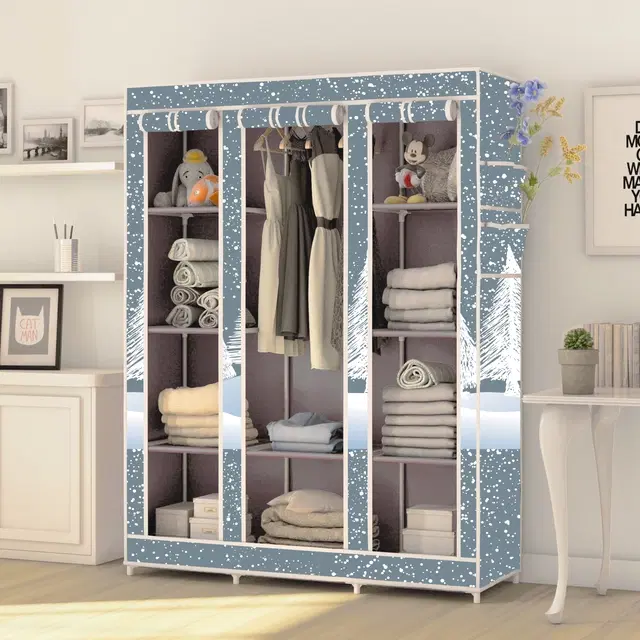 Plastic Printed Collapsible Wardrobe, Grey