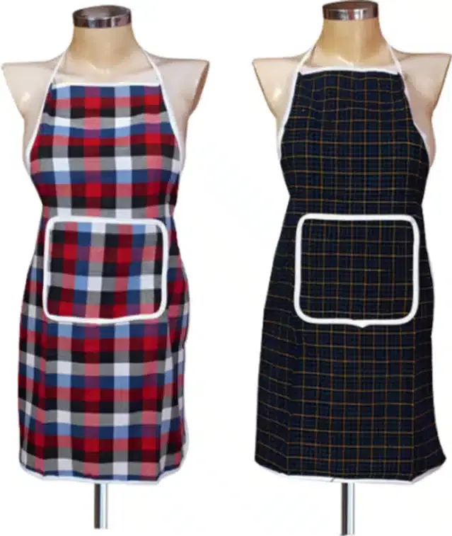 Cotton Kitchen Aprons, Multicolor, Pack of 2