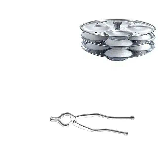 Stainless Steel Sandasi & Idli Making Stand of 3 Plates, Combo of 2