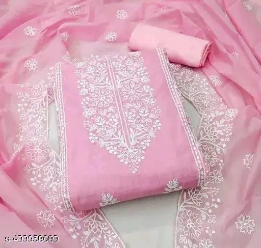 Chanderi Cotton Unstitched Suit for Women (Pink)