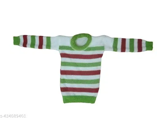 Acrylic Striped Sweater for Girls & Boys (Multicolor, 2-3 Years)
