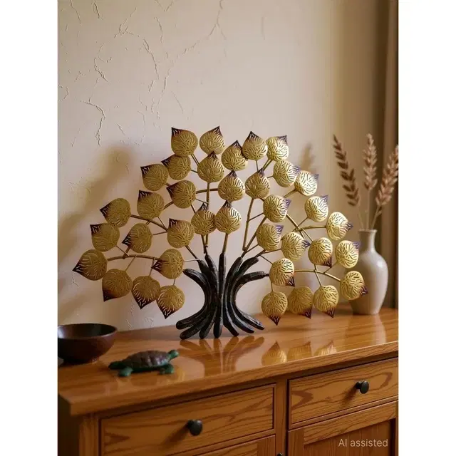 Elegant Metal Tree Wall Sculpture With Leaves