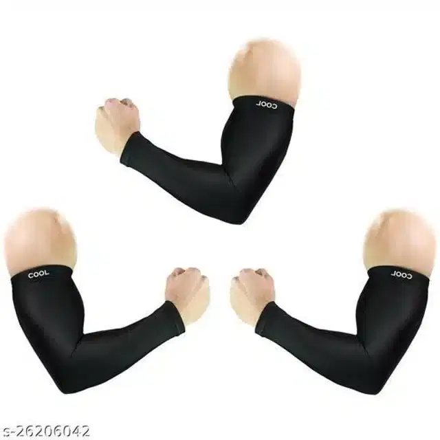 Arm Sleeves for Men & Women, Set of 3 (Black)