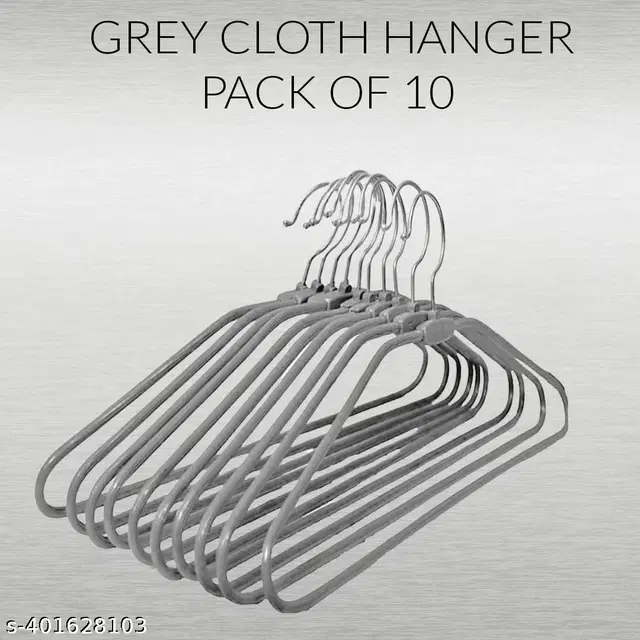 Plastic Non Slip Clothes Hangers, Grey & Black, Pack of 10