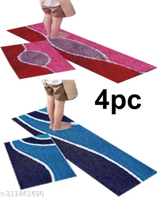 Cotton Floormats for Home, Multicolor, Set of 4