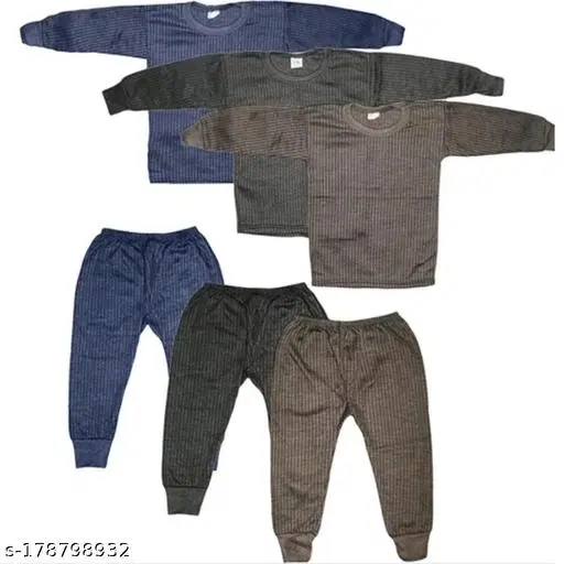 Woolen Thermal Set for Kids, Set of 3 (Multicolor, 0-3 Months)