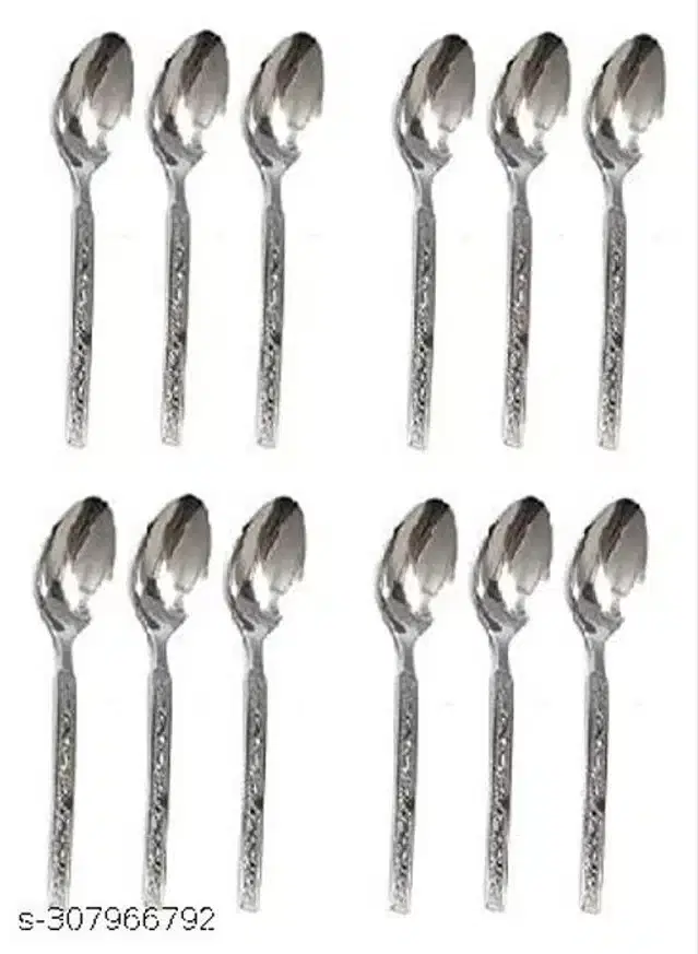 Stainless Steel Spoons, Silver, Pack of 12