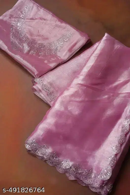 Jimmy Choo Zari Embroidered Saree For Women, Pink